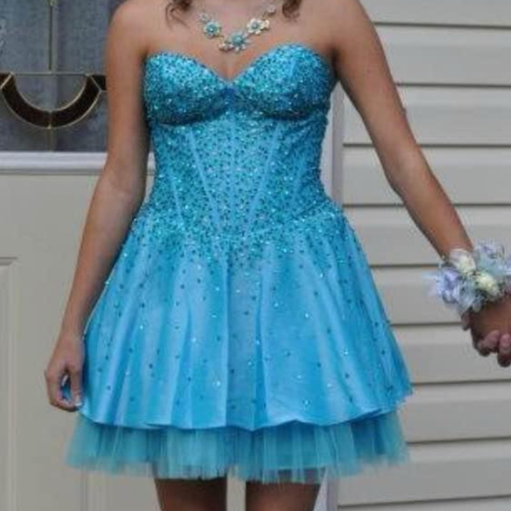 Blue short formal dress XS